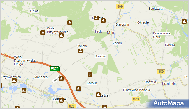 mapa Borków gmina Garbów, Borków gmina Garbów na mapie Targeo