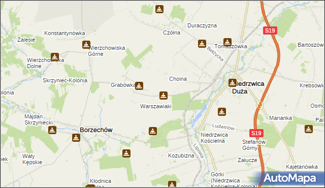 mapa Borkowizna gmina Niedrzwica Duża, Borkowizna gmina Niedrzwica Duża na mapie Targeo