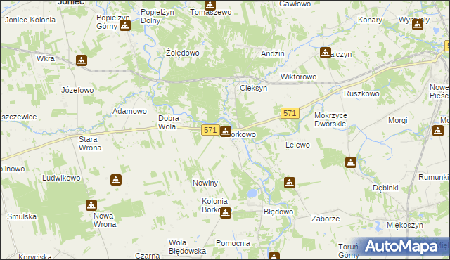 mapa Borkowo gmina Nasielsk, Borkowo gmina Nasielsk na mapie Targeo