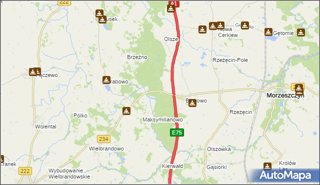 mapa Borkowo Leśne, Borkowo Leśne na mapie Targeo