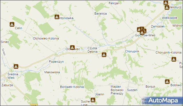 mapa Borów gmina Gorzków, Borów gmina Gorzków na mapie Targeo