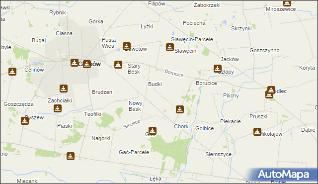 mapa Borów gmina Grabów, Borów gmina Grabów na mapie Targeo