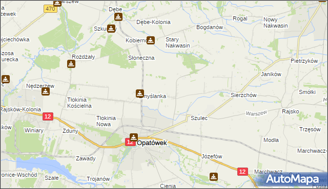 mapa Borów gmina Opatówek, Borów gmina Opatówek na mapie Targeo