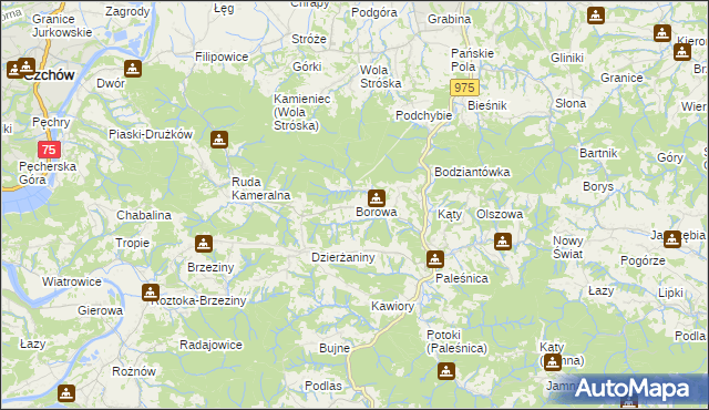 mapa Borowa gmina Zakliczyn, Borowa gmina Zakliczyn na mapie Targeo