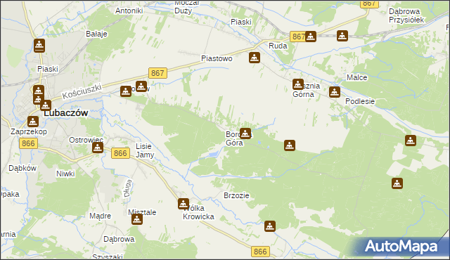 mapa Borowa Góra gmina Lubaczów, Borowa Góra gmina Lubaczów na mapie Targeo