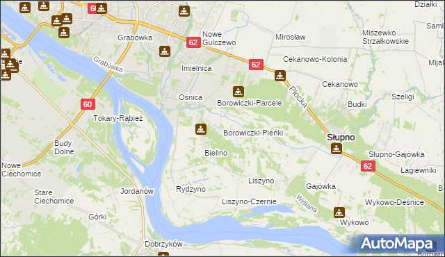 mapa Borowiczki-Pieńki, Borowiczki-Pieńki na mapie Targeo