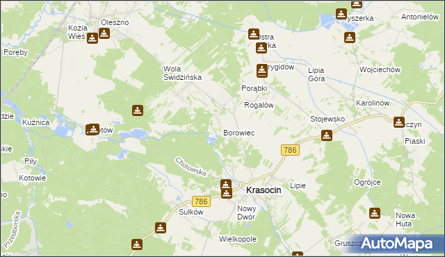 mapa Borowiec gmina Krasocin, Borowiec gmina Krasocin na mapie Targeo