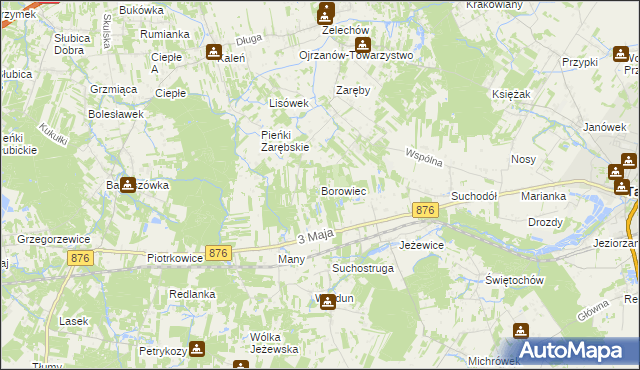 mapa Borowiec gmina Tarczyn, Borowiec gmina Tarczyn na mapie Targeo