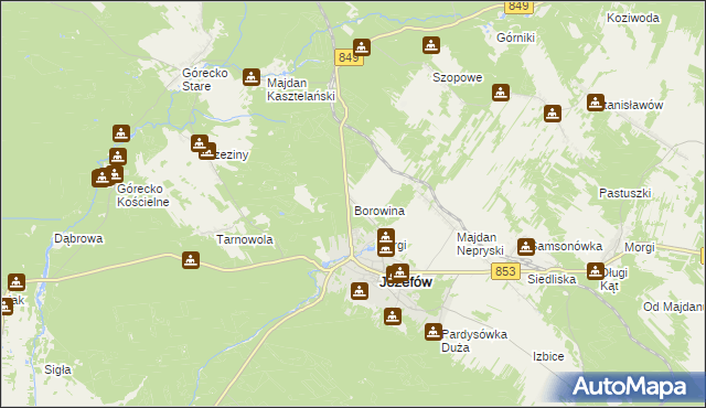 mapa Borowina gmina Józefów, Borowina gmina Józefów na mapie Targeo