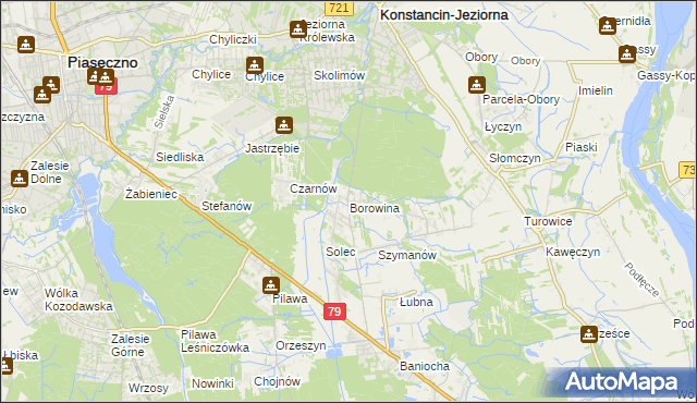 mapa Borowina gmina Konstancin-Jeziorna, Borowina gmina Konstancin-Jeziorna na mapie Targeo