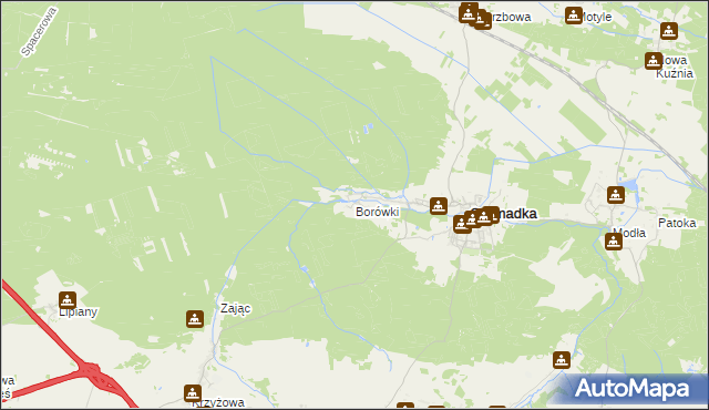 mapa Borówki gmina Gromadka, Borówki gmina Gromadka na mapie Targeo