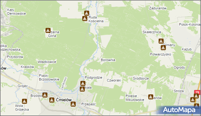 mapa Borownia, Borownia na mapie Targeo