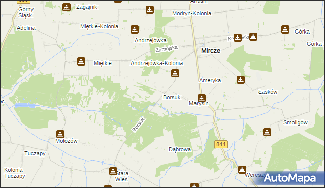 mapa Borsuk gmina Mircze, Borsuk gmina Mircze na mapie Targeo