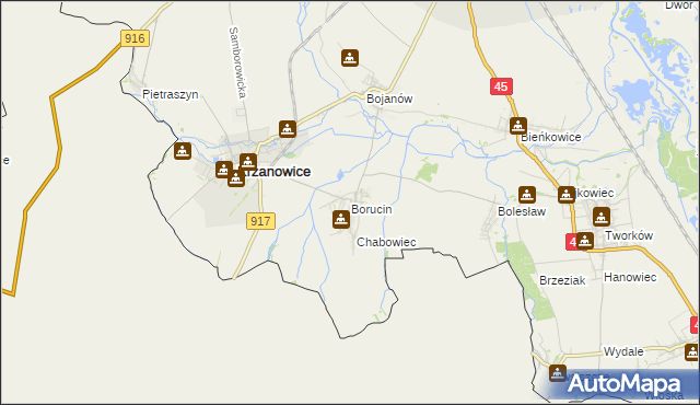 mapa Borucin gmina Krzanowice, Borucin gmina Krzanowice na mapie Targeo