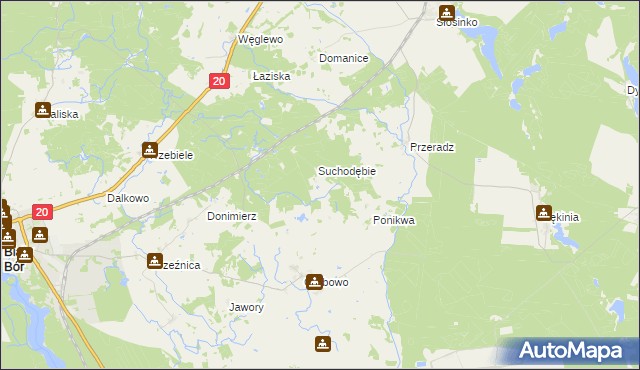 mapa Borzęcino gmina Biały Bór, Borzęcino gmina Biały Bór na mapie Targeo