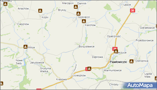 mapa Borzysławice, Borzysławice na mapie Targeo