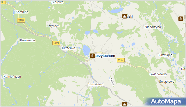 mapa Borzytuchom, Borzytuchom na mapie Targeo