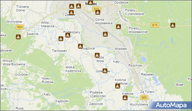 mapa Boża Wola gmina Mielec, Boża Wola gmina Mielec na mapie Targeo