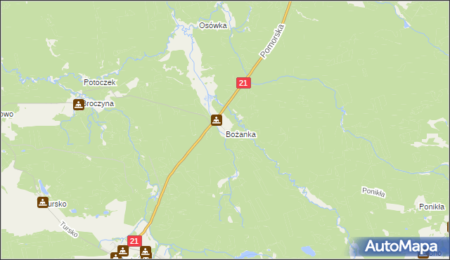 mapa Bożanka, Bożanka na mapie Targeo