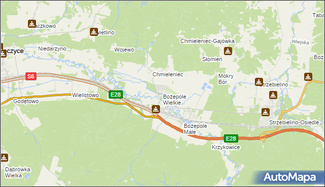 mapa Bożepole Wielkie, Bożepole Wielkie na mapie Targeo