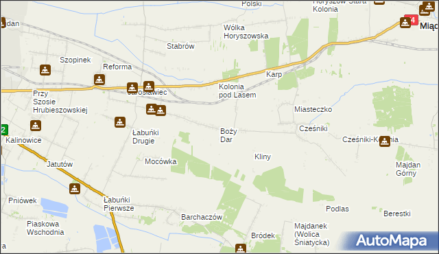 mapa Boży Dar gmina Sitno, Boży Dar gmina Sitno na mapie Targeo