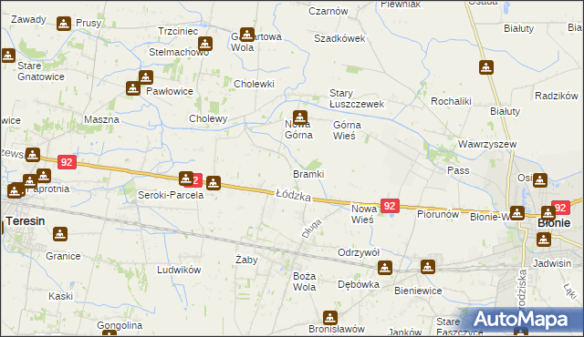 mapa Bramki, Bramki na mapie Targeo