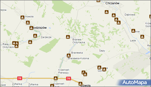 mapa Branew Szlachecka, Branew Szlachecka na mapie Targeo