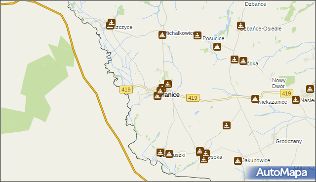 mapa Branice powiat głubczycki, Branice powiat głubczycki na mapie Targeo