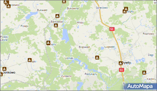 mapa Brąswałd, Brąswałd na mapie Targeo