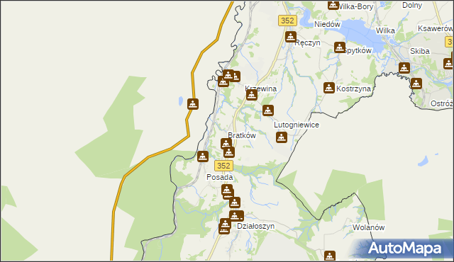 mapa Bratków gmina Bogatynia, Bratków gmina Bogatynia na mapie Targeo