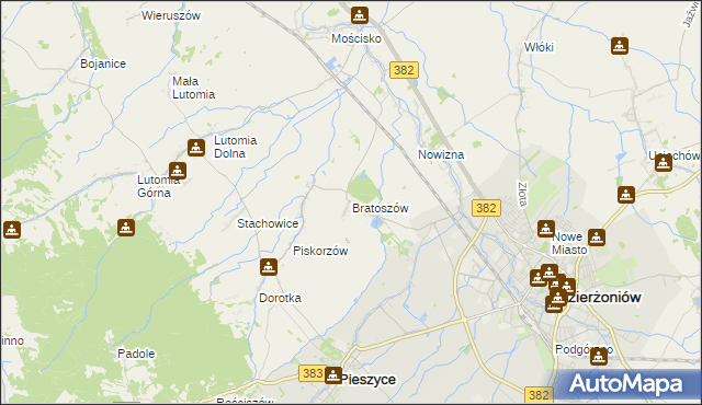 mapa Bratoszów, Bratoszów na mapie Targeo