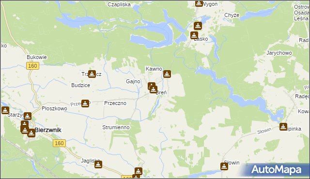 mapa Breń gmina Bierzwnik, Breń gmina Bierzwnik na mapie Targeo