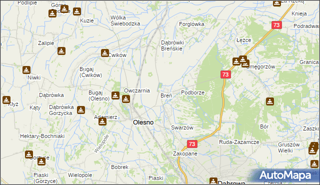 mapa Breń gmina Olesno, Breń gmina Olesno na mapie Targeo