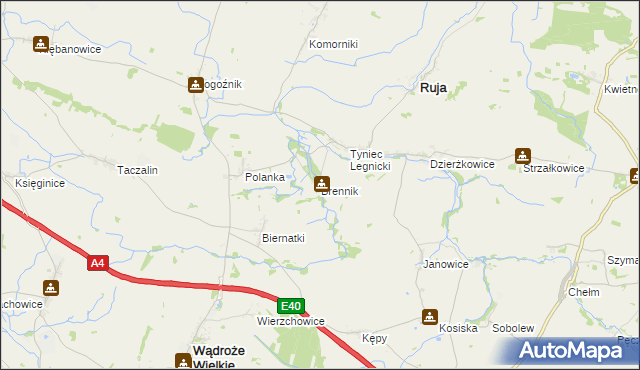 mapa Brennik gmina Ruja, Brennik gmina Ruja na mapie Targeo