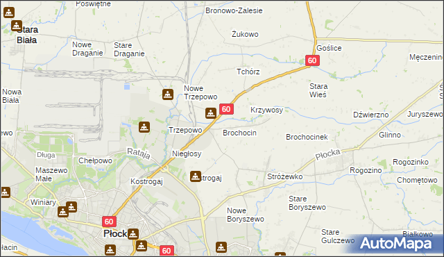 mapa Brochocin gmina Radzanowo, Brochocin gmina Radzanowo na mapie Targeo