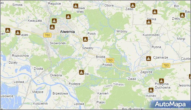 mapa Brodła, Brodła na mapie Targeo