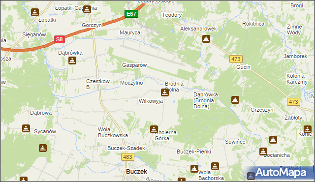 mapa Brodnia Górna, Brodnia Górna na mapie Targeo