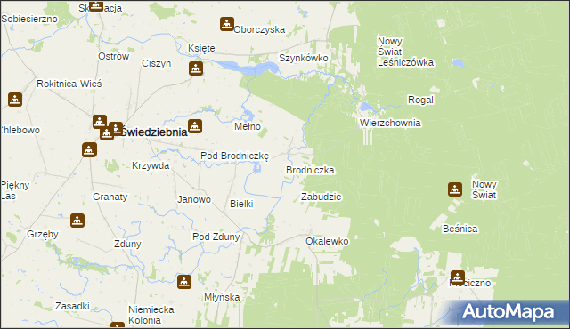 mapa Brodniczka gmina Świedziebnia, Brodniczka gmina Świedziebnia na mapie Targeo