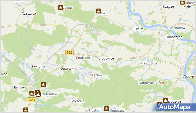 mapa Brodowice, Brodowice na mapie Targeo