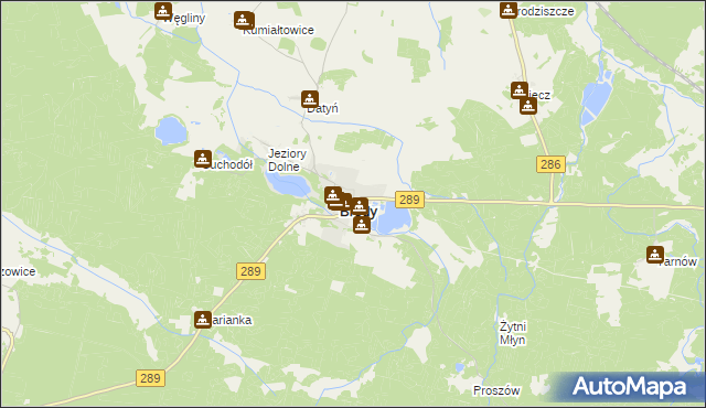 mapa Brody powiat żarski, Brody powiat żarski na mapie Targeo