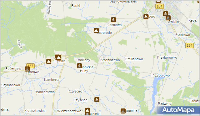 mapa Brodziszewo, Brodziszewo na mapie Targeo