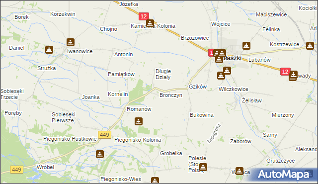 mapa Brończyn, Brończyn na mapie Targeo