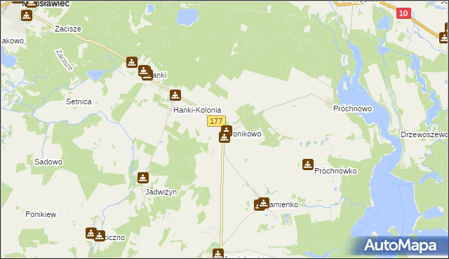 mapa Bronikowo gmina Mirosławiec, Bronikowo gmina Mirosławiec na mapie Targeo