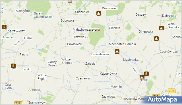 mapa Bronisławów gmina Błędów, Bronisławów gmina Błędów na mapie Targeo