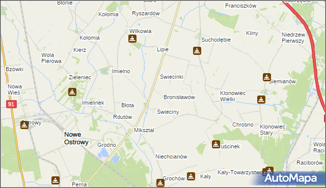 mapa Bronisławów gmina Łanięta, Bronisławów gmina Łanięta na mapie Targeo