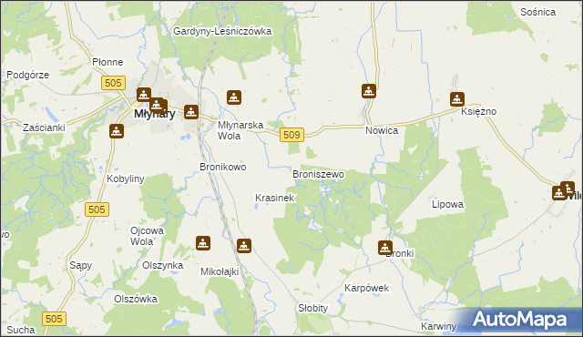 mapa Broniszewo gmina Młynary, Broniszewo gmina Młynary na mapie Targeo