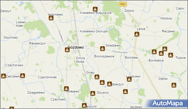 mapa Bronoszewice, Bronoszewice na mapie Targeo