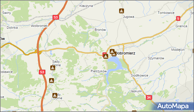 mapa Bronówek gmina Dobromierz, Bronówek gmina Dobromierz na mapie Targeo