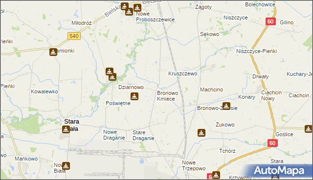 mapa Bronowo Kmiece, Bronowo Kmiece na mapie Targeo