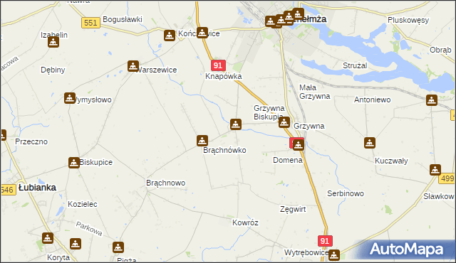 mapa Browina gmina Chełmża, Browina gmina Chełmża na mapie Targeo